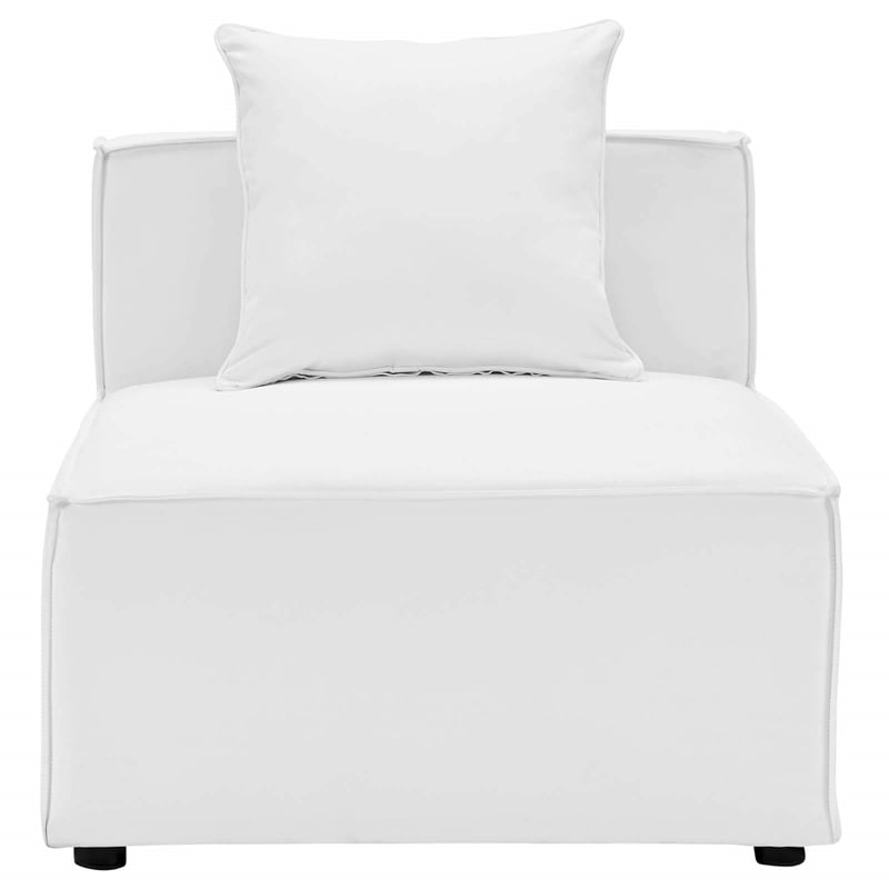 Modway Saybrook Fabric Upholstered Outdoor Patio Sofa Armless Chair in White