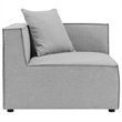 Modway Saybrook Fabric Upholstered Outdoor Patio Sofa Corner Chair in Gray