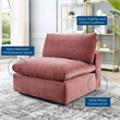 Modway Commix Down Filled Performance Velvet Armless Chair in Dusty Rose Pink