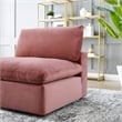 Modway Commix Down Filled Performance Velvet Armless Chair in Dusty Rose Pink