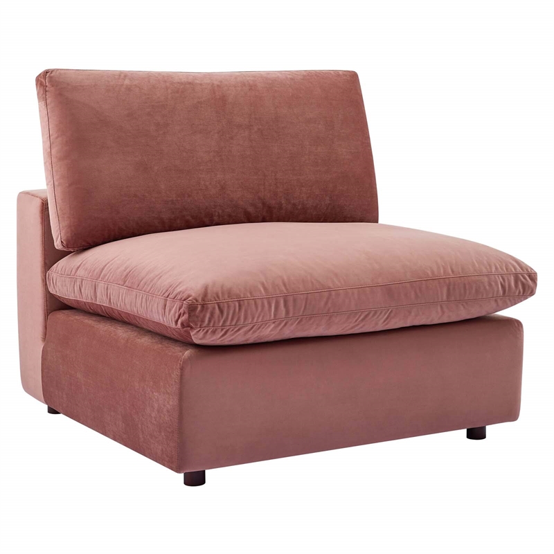 Modway Commix Down Filled Performance Velvet Armless Chair in Dusty Rose Pink