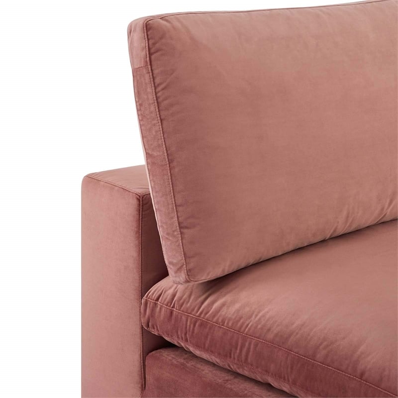 Modway Commix Down Filled Performance Velvet Armless Chair in Dusty Rose Pink