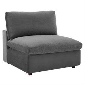 Modway Commix Down Filled Overstuffed Performance Velvet Armless Chair in Gray