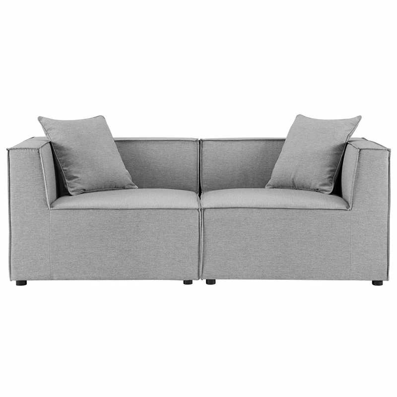 Modway Saybrook Fabric Upholstered Outdoor Patio Loveseat in Gray