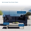 Modway Saybrook Fabric Upholstered Outdoor Patio Loveseat in Navy
