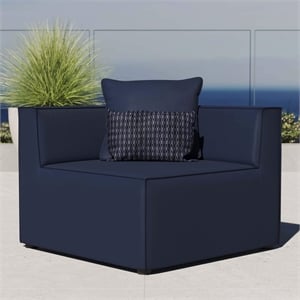 Modway Saybrook Fabric Upholstered Outdoor Patio Sofa Corner Chair in Navy