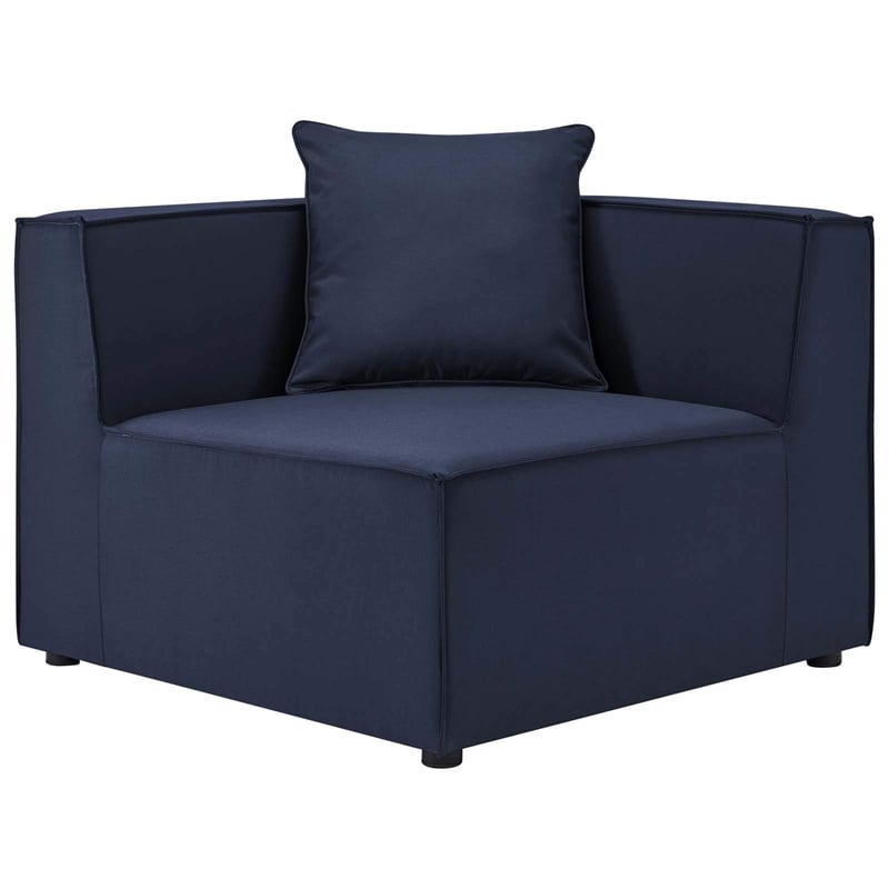 Modway Saybrook Fabric Upholstered Outdoor Patio Sofa Corner Chair in Navy