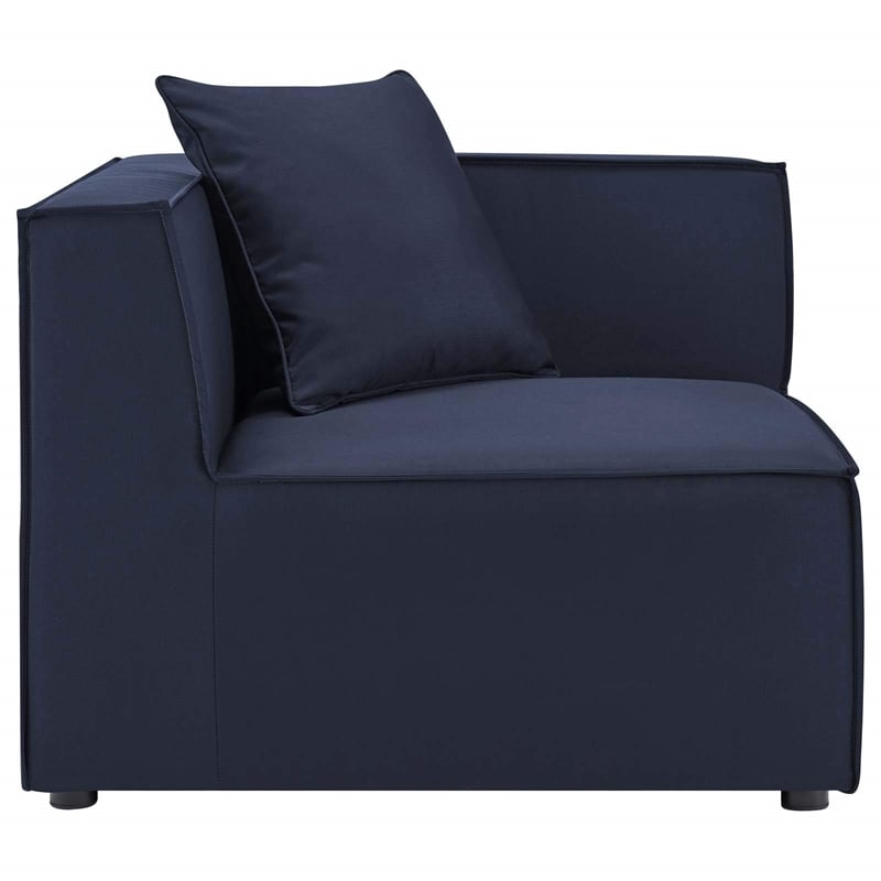 Modway Saybrook Fabric Upholstered Outdoor Patio Sofa Corner Chair in Navy
