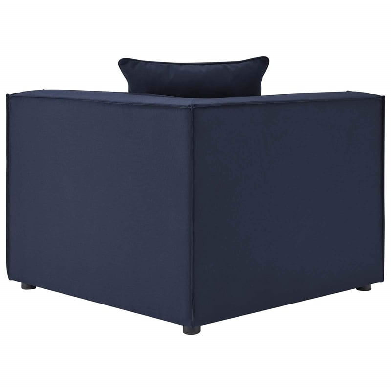 Modway Saybrook Fabric Upholstered Outdoor Patio Sofa Corner Chair in Navy
