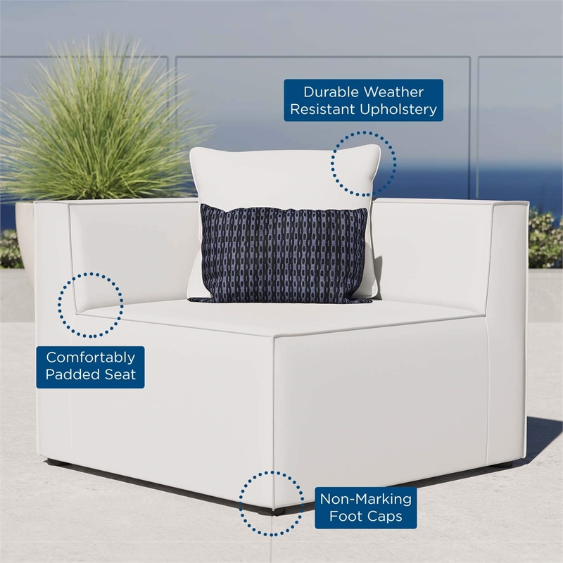 Modway Saybrook Fabric Upholstered Outdoor Patio Sofa Corner Chair in White