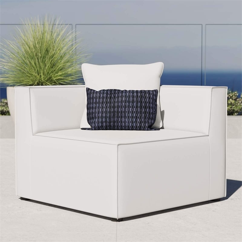 Modway Saybrook Fabric Upholstered Outdoor Patio Sofa Corner Chair in White