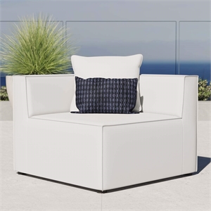 Modway Saybrook Fabric Upholstered Outdoor Patio Sofa Corner Chair in White