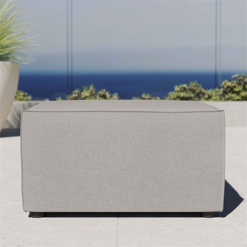 Modway Saybrook Fabric Upholstered Outdoor Patio Sofa Ottoman in Gray