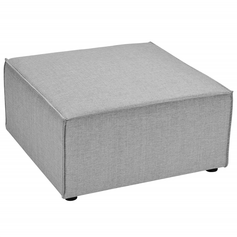 Modway Saybrook Fabric Upholstered Outdoor Patio Sofa Ottoman in Gray