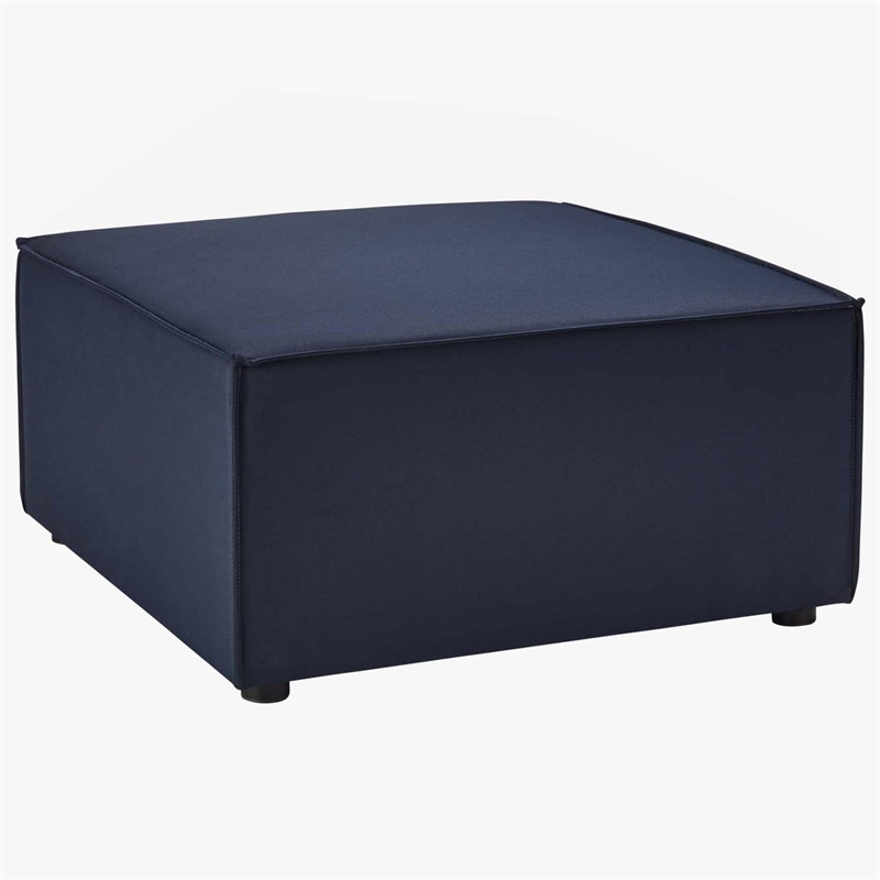 Modway Saybrook Fabric Upholstered Outdoor Patio Sofa Ottoman in Navy