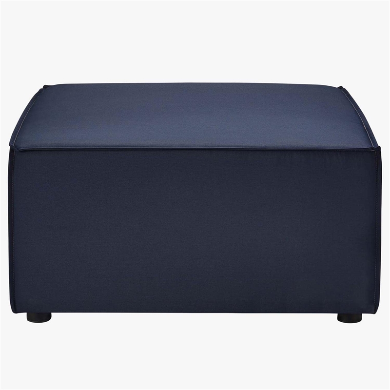 Modway Saybrook Fabric Upholstered Outdoor Patio Sofa Ottoman in Navy