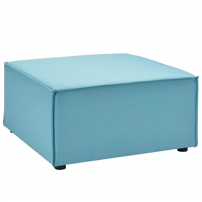 Modway Saybrook Fabric Upholstered Outdoor Patio Sofa Ottoman in Turquoise