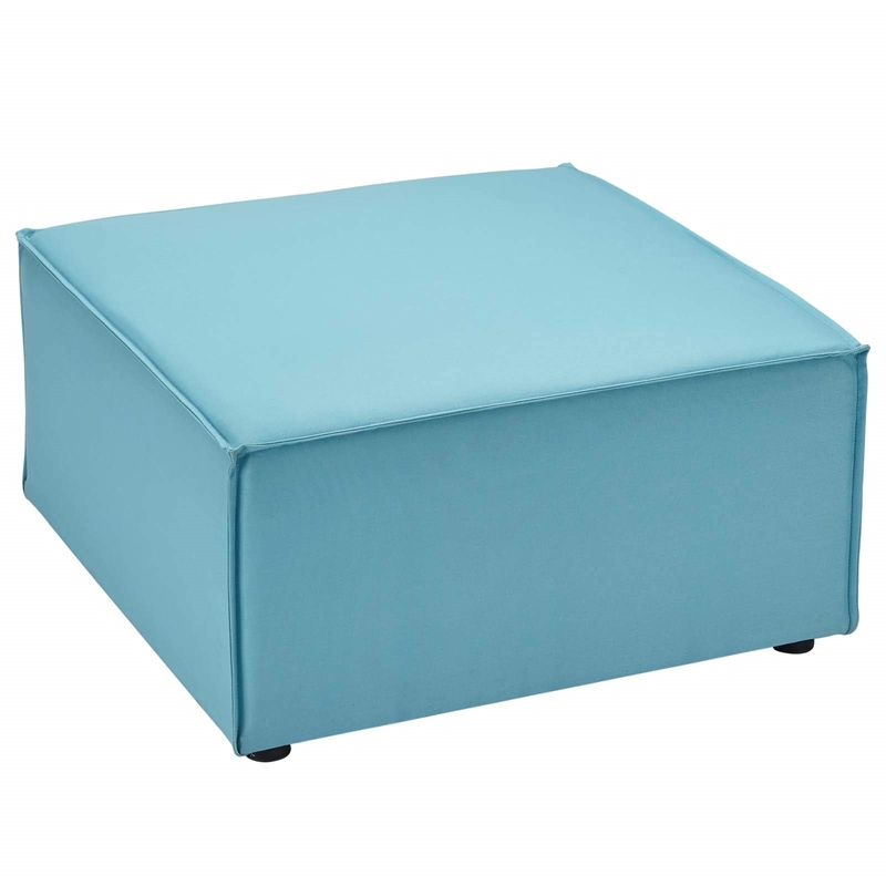 Modway Saybrook Fabric Upholstered Outdoor Patio Sofa Ottoman in Turquoise