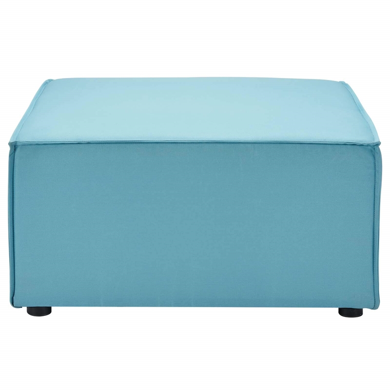Modway Saybrook Fabric Upholstered Outdoor Patio Sofa Ottoman in Turquoise