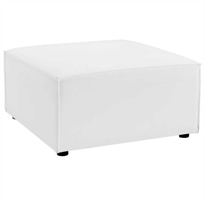 Modway Saybrook Fabric Upholstered Outdoor Patio Sofa Ottoman in White