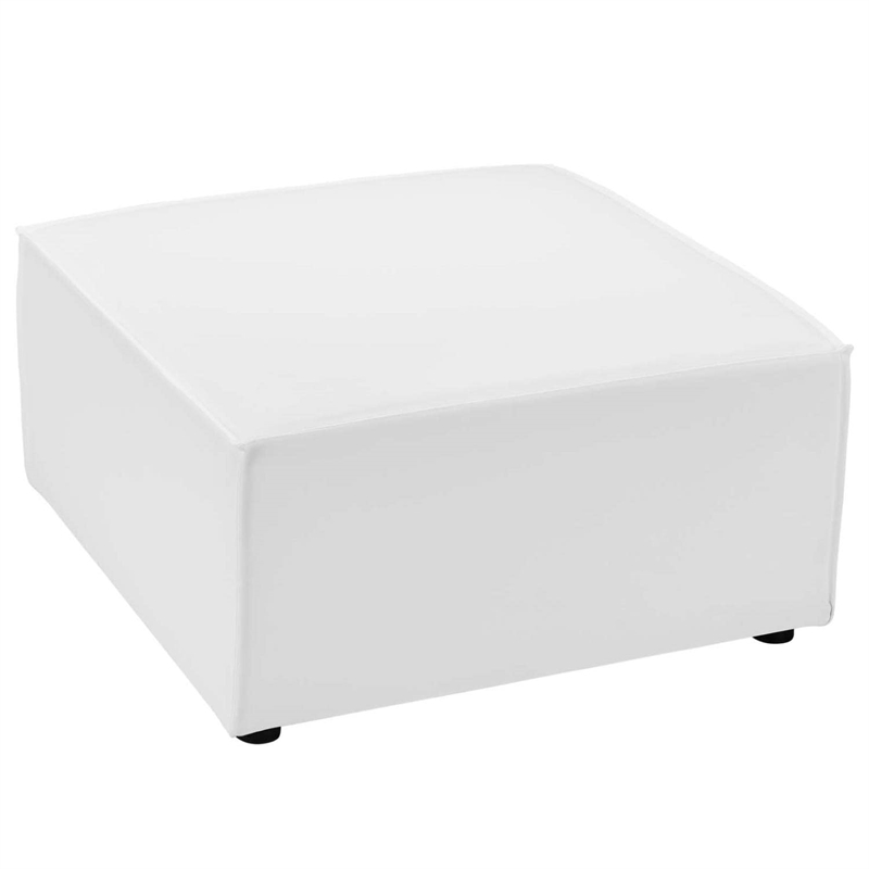 Modway Saybrook Fabric Upholstered Outdoor Patio Sofa Ottoman in White
