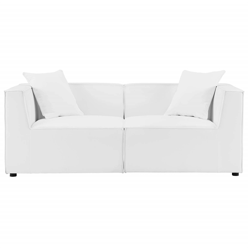 Modway Saybrook Fabric Upholstered Outdoor Patio Loveseat in White
