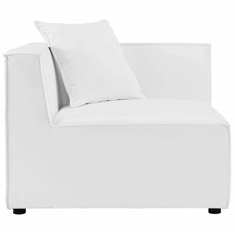 Modway Saybrook Fabric Upholstered Outdoor Patio Loveseat & Ottoman Set in White