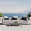 Modway Saybrook 3-Piece Fabric Upholstered Outdoor Patio Sectional Sofa in Gray