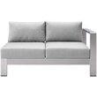 Modway Shore Fabric & Aluminum Outdoor Patio Right Arm Loveseat in Silver & Gray
