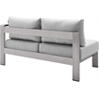 Modway Shore Fabric & Aluminum Outdoor Patio Right Arm Loveseat in Silver & Gray