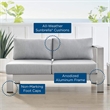 Modway Shore Fabric & Aluminum Outdoor Patio Right Arm Loveseat in Silver & Gray