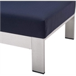 Modway Shore Fabric & Aluminum Outdoor Patio Left Arm Loveseat in Silver & Navy