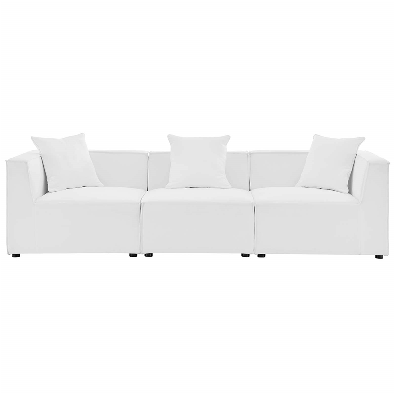 Modway Saybrook 3-Piece Fabric Upholstered Outdoor Patio Sectional Sofa in White