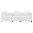 Modway Saybrook 3-Piece Fabric Upholstered Outdoor Patio Sectional Sofa in White