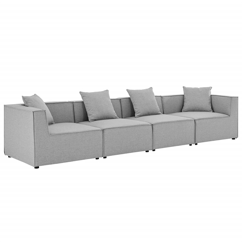 Modway Saybrook 4-Seater Fabric Outdoor Patio Sectional Sofa in Gray