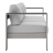 Modway Shore Fabric & Aluminum Outdoor Patio Sofa in Silver & Gray