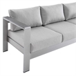 Modway Shore Fabric & Aluminum Outdoor Patio Sofa in Silver & Gray