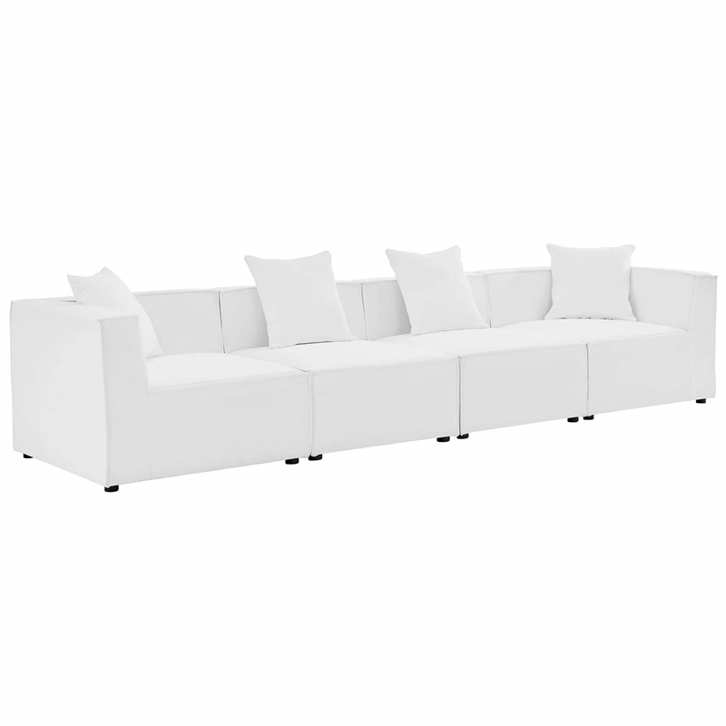 Modway Saybrook 4-Seater Fabric Outdoor Patio Sectional Sofa in White