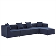 Modway Saybrook 5-Piece Fabric Outdoor Patio Sectional Sofa in Navy