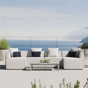 Modway Saybrook 6-Piece Fabric Outdoor Patio Sectional Sofa in White
