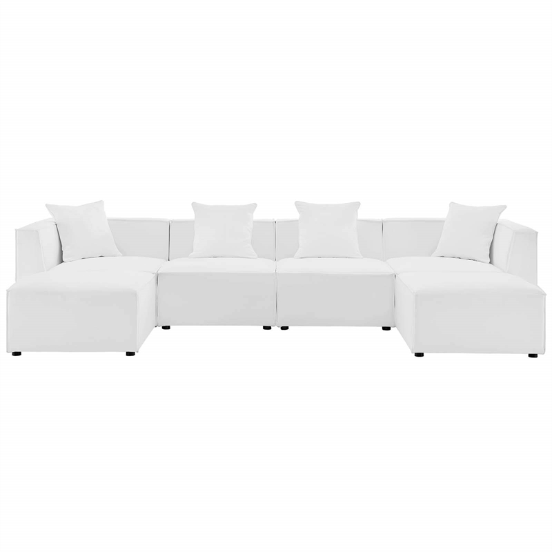 Modway Saybrook 6-Piece Fabric Outdoor Patio Sectional Sofa in White