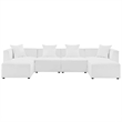 Modway Saybrook 6-Piece Fabric Outdoor Patio Sectional Sofa in White