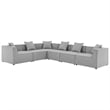 Modway Saybrook 6-Piece Modern Fabric Outdoor Patio Sectional Sofa in Gray