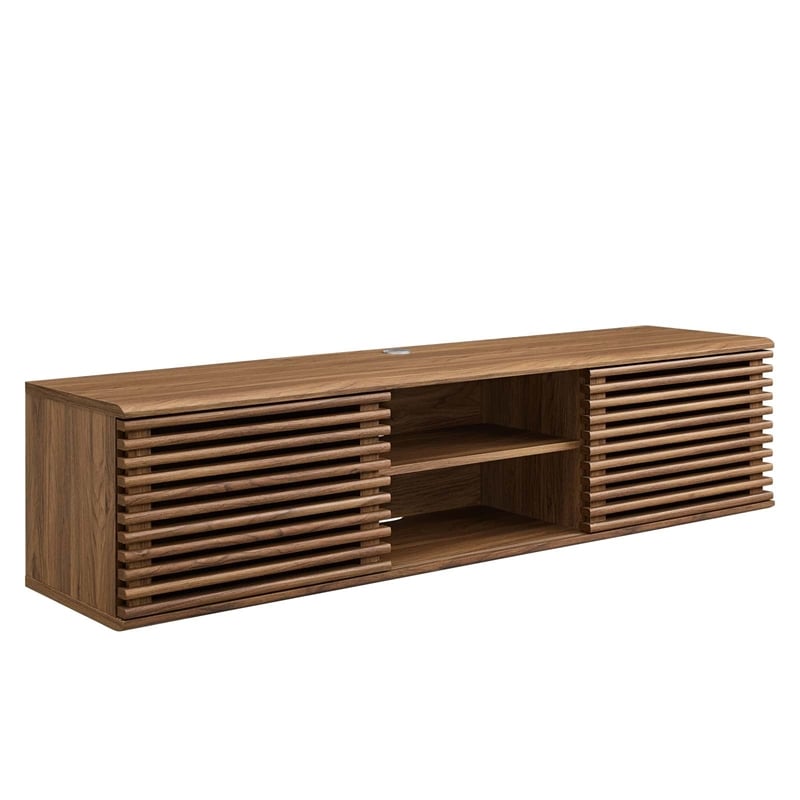Modway Render Wood Wall-Mount Media Console TV Stand for TVs up to 65
