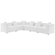 Modway Saybrook 6-Piece Modern Fabric Outdoor Patio Sectional Sofa in White