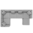 Modway Saybrook 6-Piece Fabric Upholstered Outdoor Patio Sectional Sofa in Gray