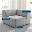 Modway Bartlett Upholstered Fabric Sectional Sofa Corner Chair in Light Gray