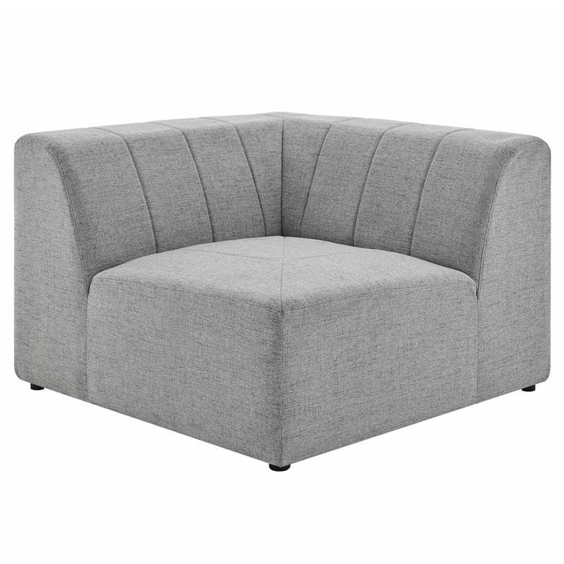 Modway Bartlett Upholstered Fabric Sectional Sofa Corner Chair in Light Gray
