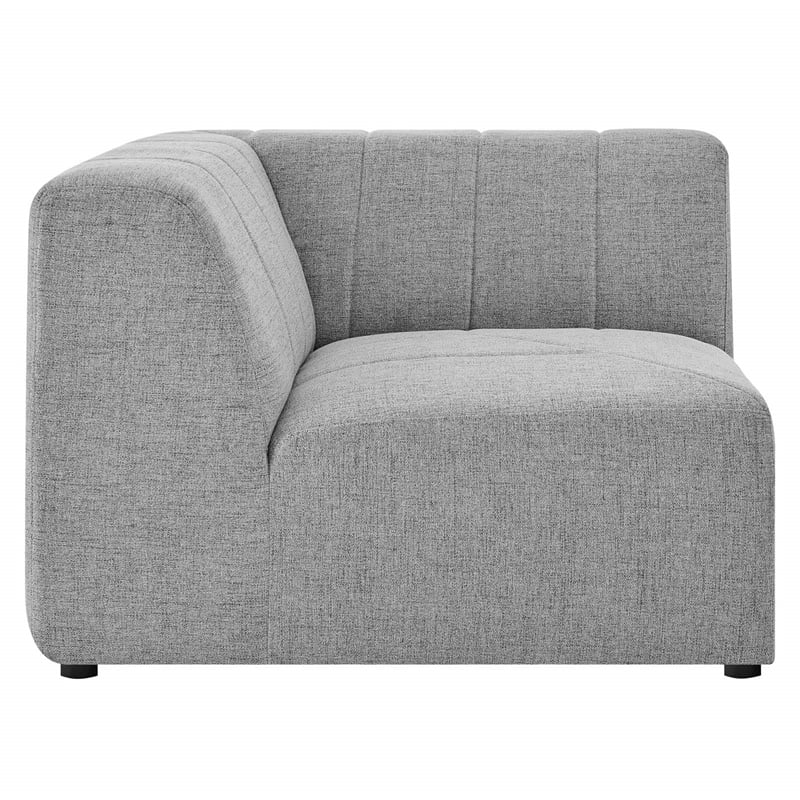 Modway Bartlett Upholstered Fabric Sectional Sofa Corner Chair in Light Gray