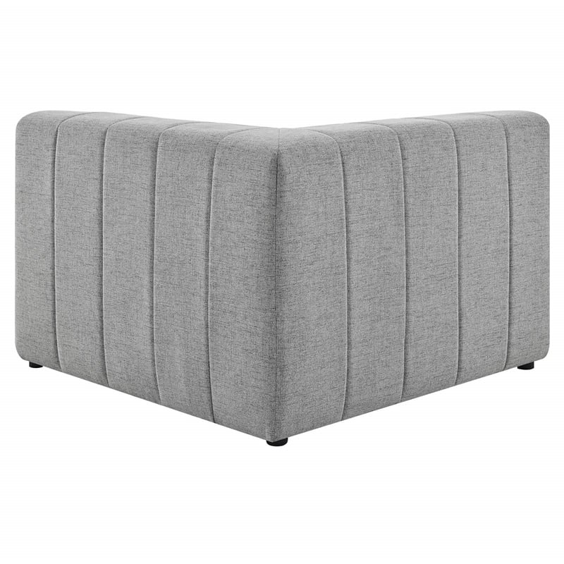 Modway Bartlett Upholstered Fabric Sectional Sofa Corner Chair in Light Gray